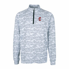 Cleveland Guardians Cutter & Buck Big & Tall Traverse Camo Print Stretch Quarter-Zip Pullover Top | MLB New