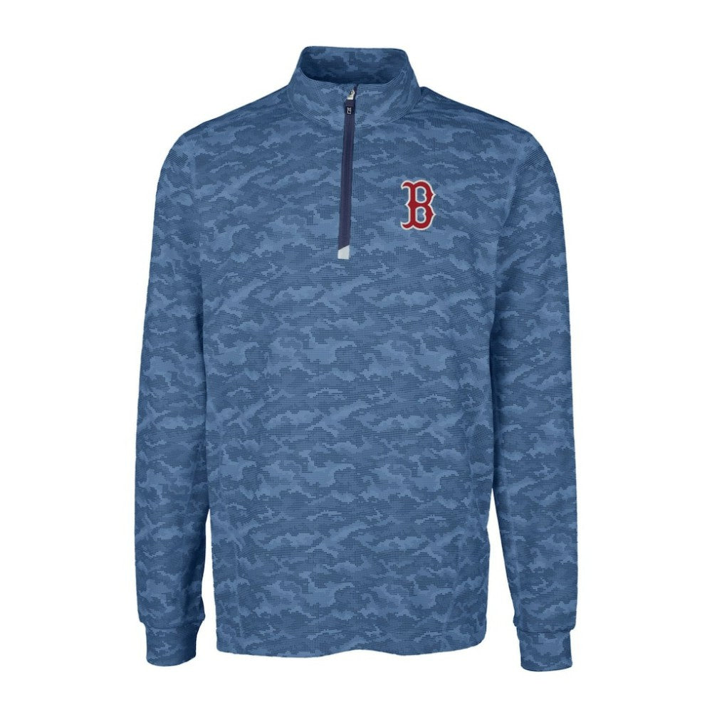 Boston Red Sox Cutter & Buck Big & Tall Traverse Camo Print Stretch Quarter-Zip Pullover Top | MLB Online