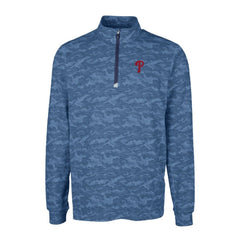 Philadelphia Phillies Cutter & Buck Big & Tall Traverse Camo Print Stretch Quarter-Zip Pullover Top | MLB Outlet