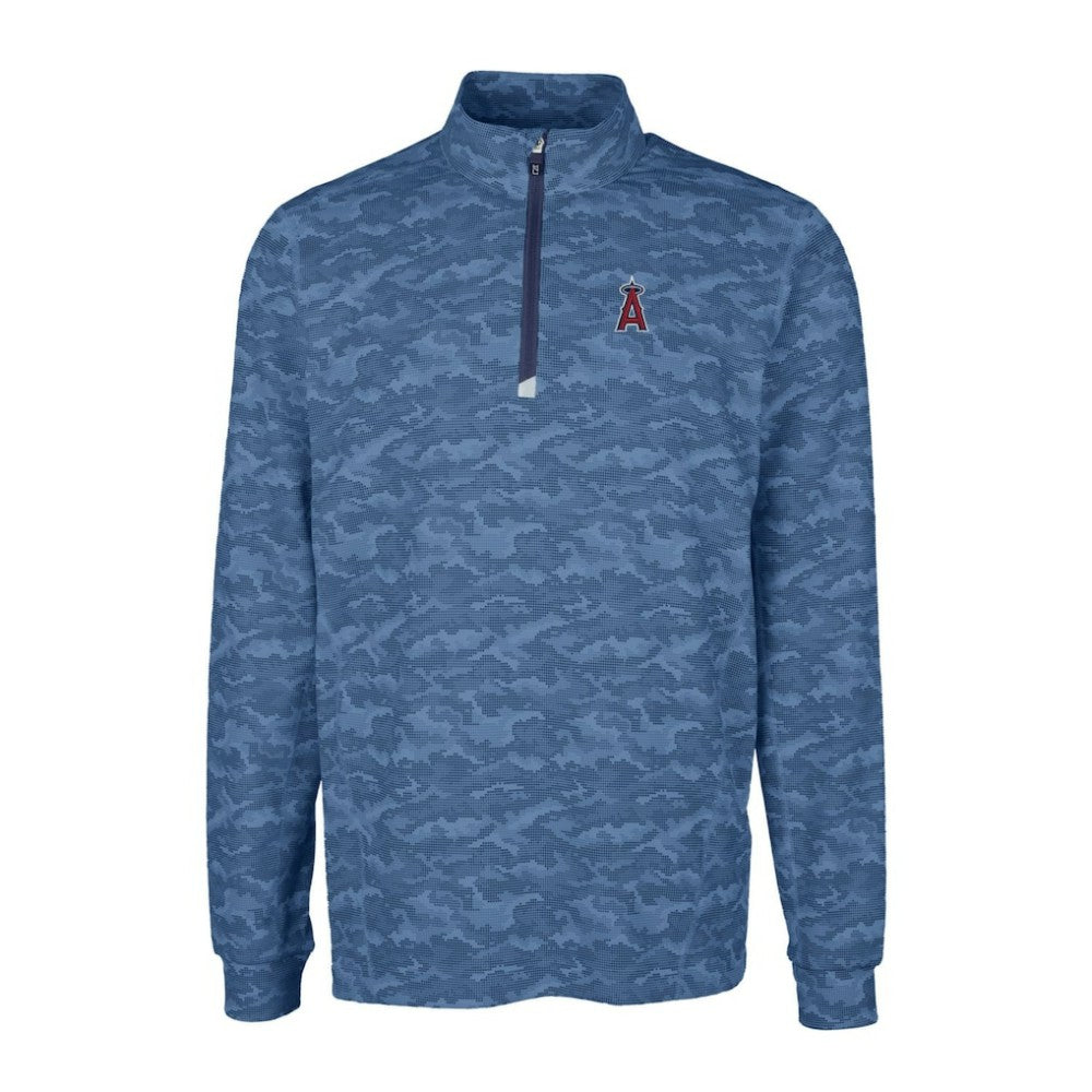 Los Angeles Angels Cutter & Buck Big & Tall Traverse Camo Print Stretch Quarter-Zip Pullover Top | MLB On Sale