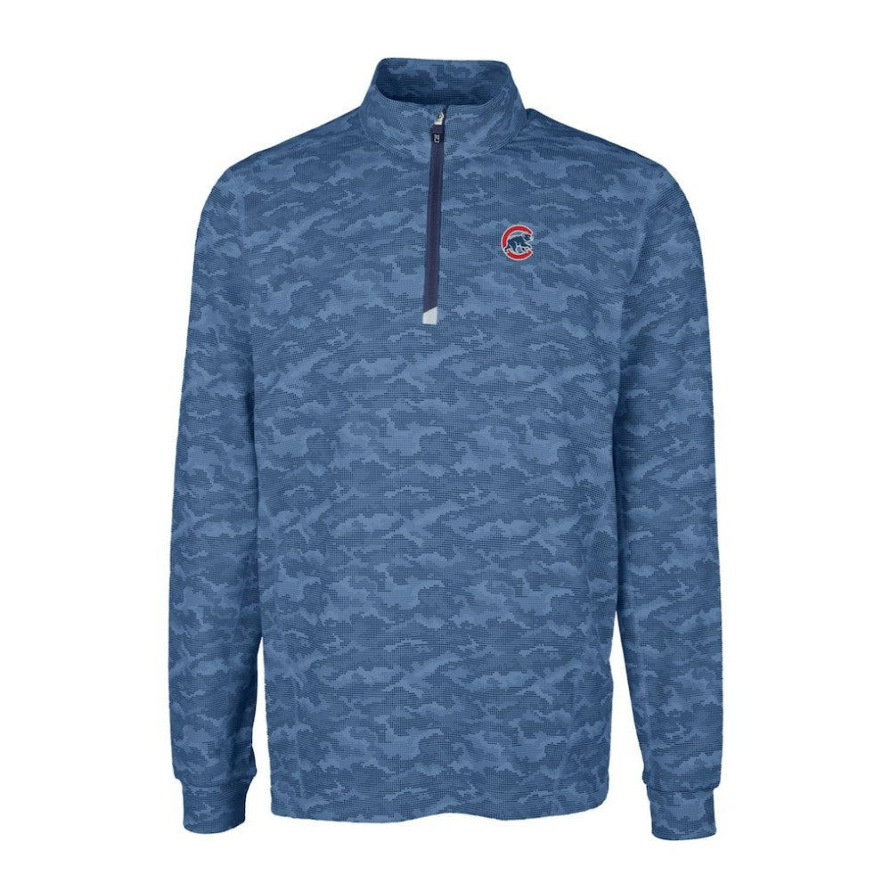 Chicago Cubs Cutter & Buck Big & Tall Traverse Camo Print Stretch Quarter-Zip Pullover Top | MLB For sale