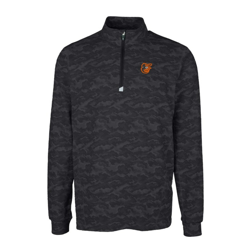 Baltimore Orioles Cutter & Buck Traverse Camo Print Stretch Quarter-Zip Pullover Top | MLB New