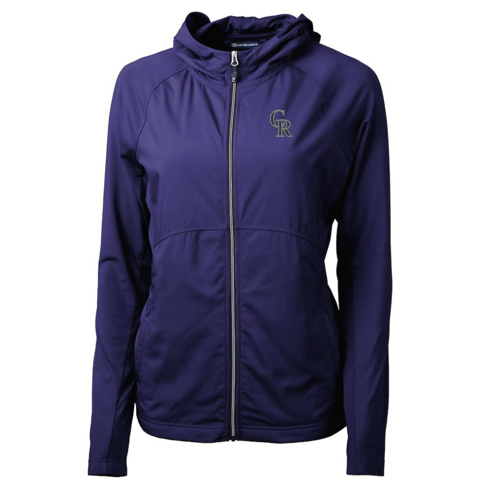 Colorado Rockies Cutter & Buck Women's Adapt Eco Knit Hybrid Recycled Full-Zip Hoodie | MLB Discount
