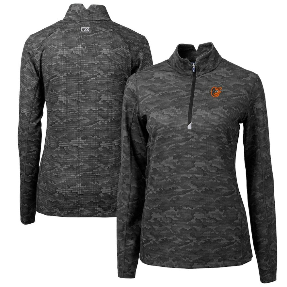 Baltimore Orioles Cutter & Buck Women's Traverse Camo Print Stretch Quarter-Zip Pullover Top | MLB US