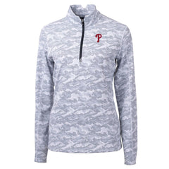 Philadelphia Phillies Cutter & Buck Women's Traverse Camo Print Stretch Quarter-Zip Pullover Top | MLB Shop
