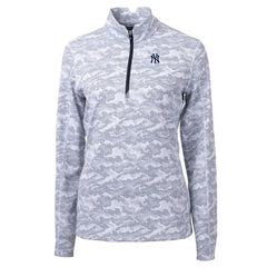 New York Yankees Cutter & Buck Women's Traverse Camo Print Stretch Quarter-Zip Pullover Top | MLB US
