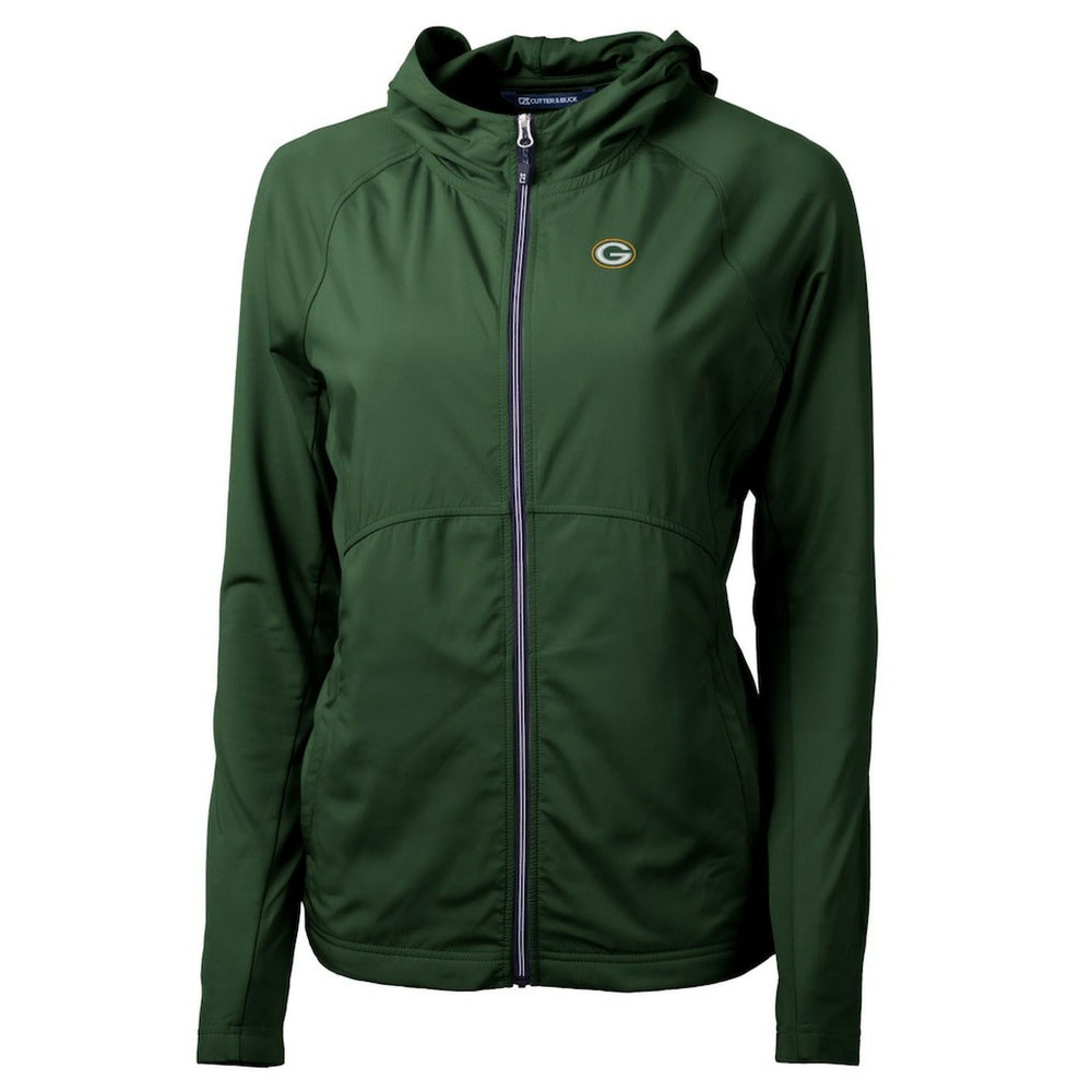 Green Bay Packers  Cutter & Buck Women's Adapt Eco Knit Hybrid Recycled Full-Zip Hoodie