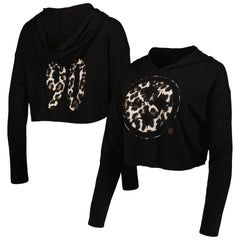 Pittsburgh Steelers  T.J. Watt  Majestic Threads Women's Leopard Player Name & Number Long Sleeve Cropped Hoodie