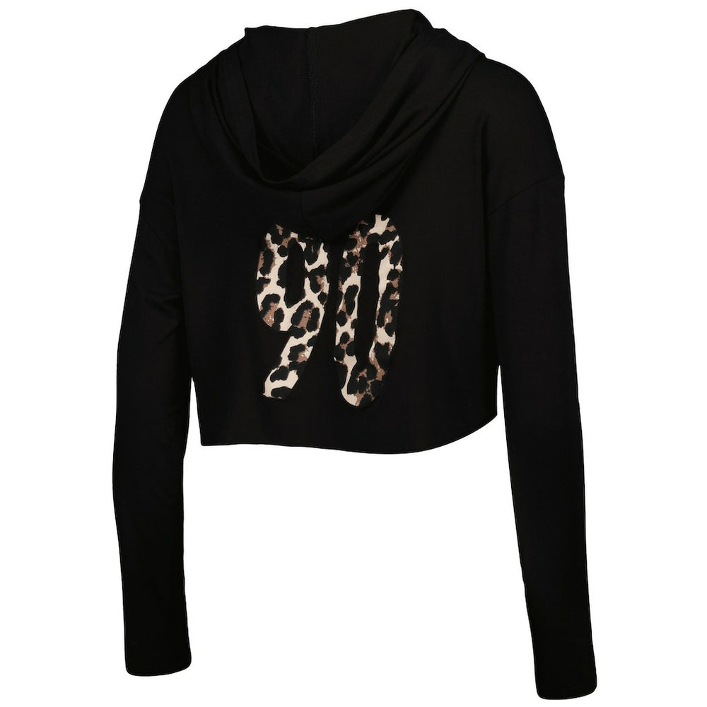 Pittsburgh Steelers  T.J. Watt  Majestic Threads Women's Leopard Player Name & Number Long Sleeve Cropped Hoodie