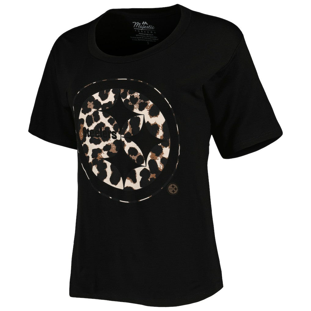 Pittsburgh Steelers  T.J. Watt  Majestic Threads Women's Leopard Player Name & Number T-Shirt