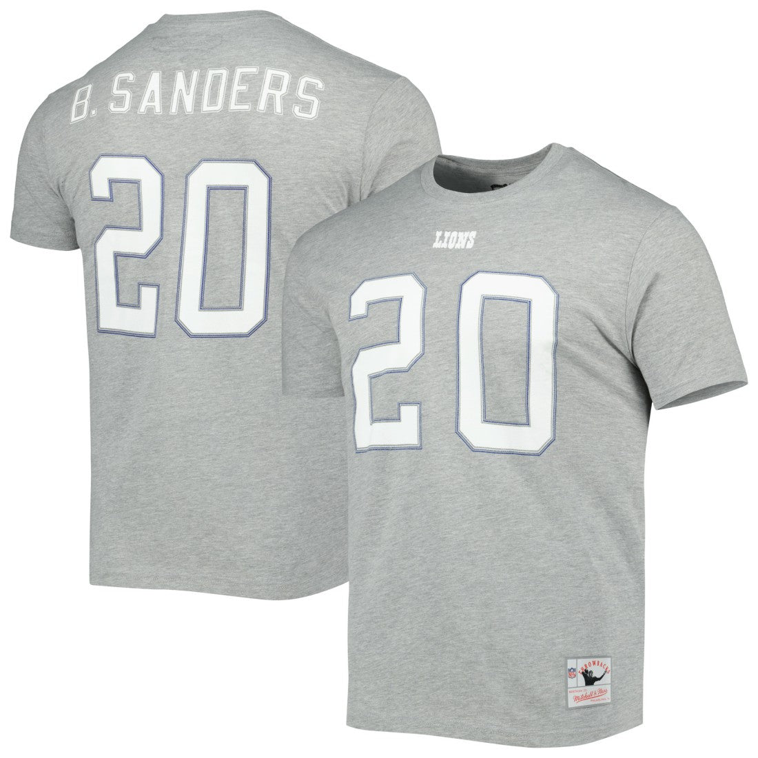 Detroit Lions Mitchell & Ness Barry Sanders  Retired Player Logo Name & Number T-Shirt