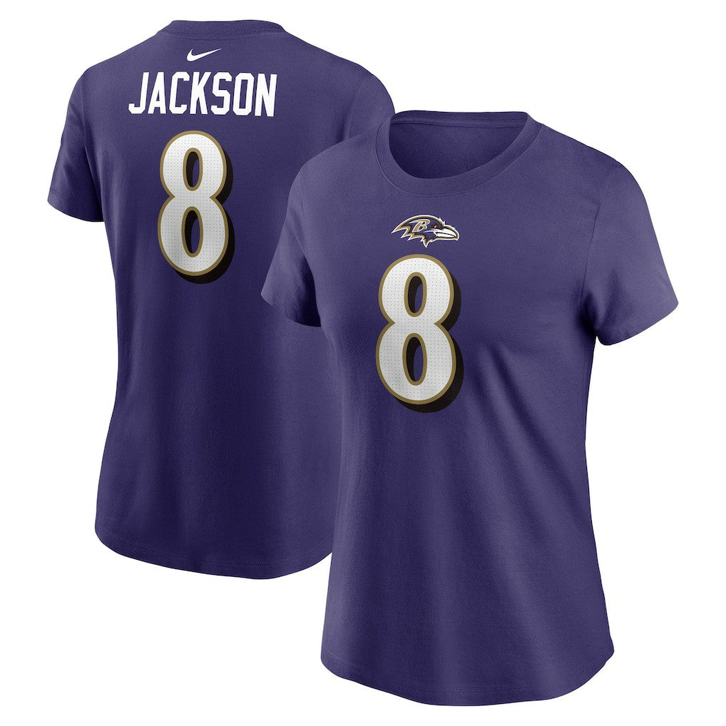 Baltimore Ravens Nike Lamar Jackson  Women's Player Name & Number T-Shirt