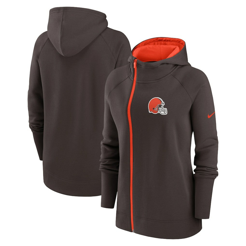 Cleveland Browns Nike Women's Asymmetrical Raglan Full-Zip Hoodie