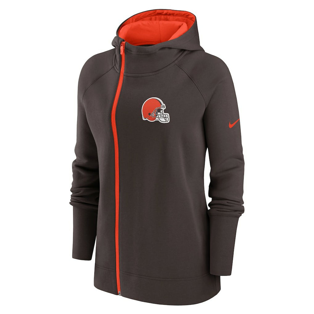 Cleveland Browns Nike Women's Asymmetrical Raglan Full-Zip Hoodie