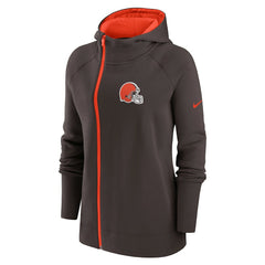 Cleveland Browns Nike Women's Asymmetrical Raglan Full-Zip Hoodie