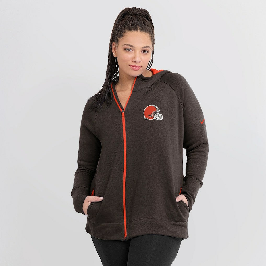Cleveland Browns Nike Women's Asymmetrical Raglan Full-Zip Hoodie
