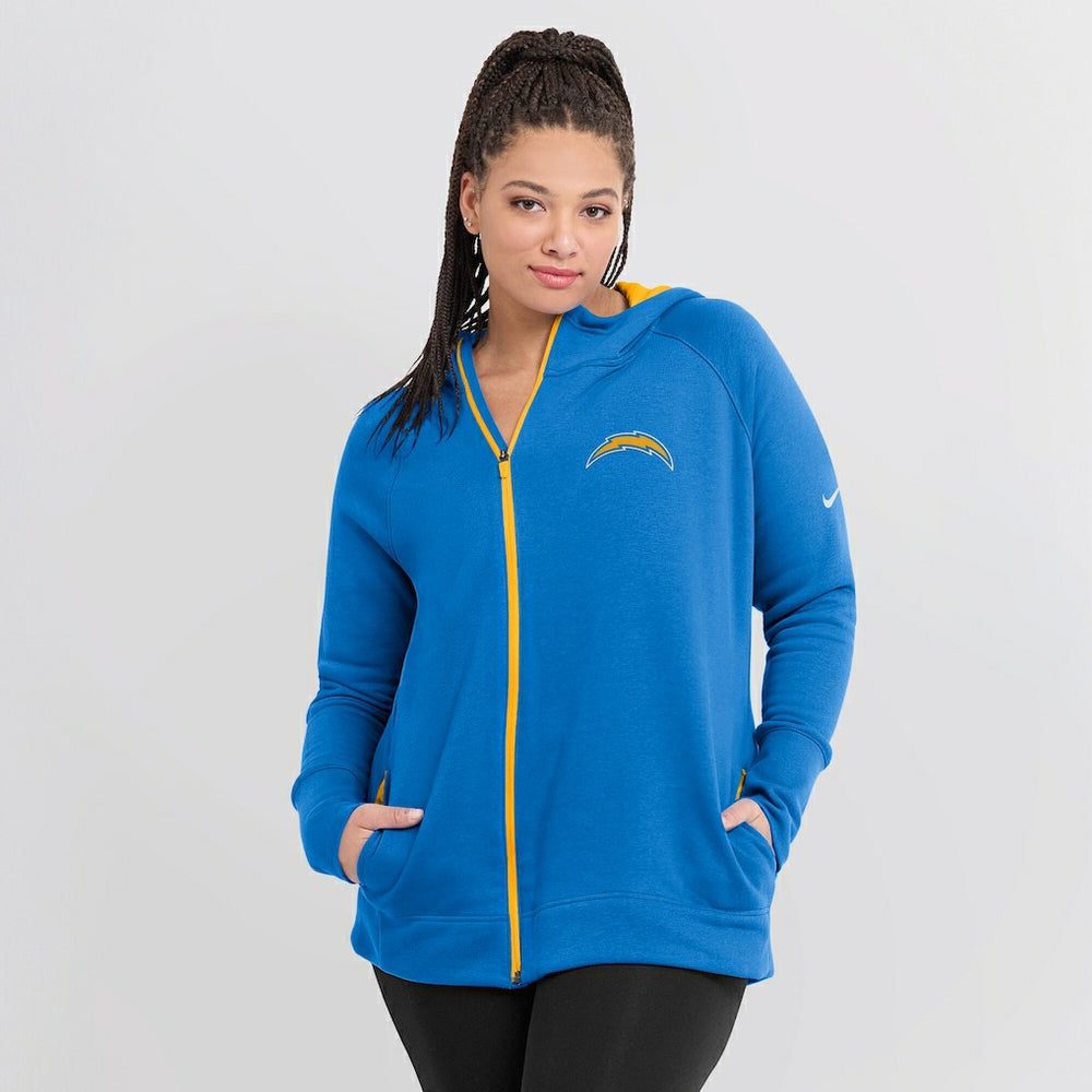 Los Angeles Chargers Nike Women's Asymmetrical Raglan Full-Zip Hoodie