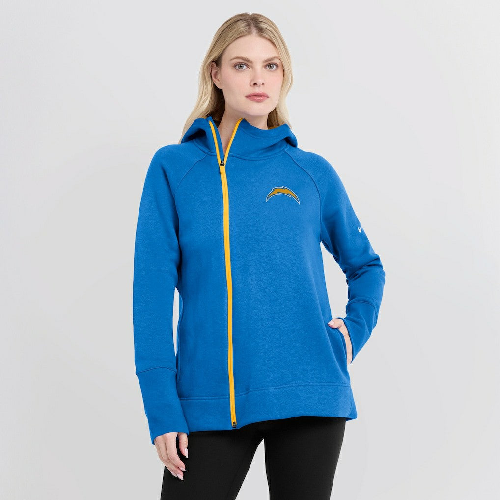 Los Angeles Chargers Nike Women's Asymmetrical Raglan Full-Zip Hoodie
