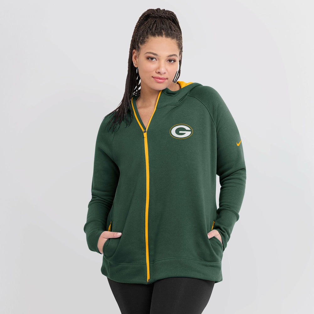 Green Bay Packers Nike Women's Asymmetrical Raglan Full-Zip Hoodie