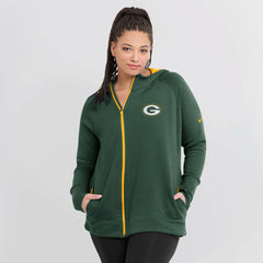 Green Bay Packers Nike Women's Asymmetrical Raglan Full-Zip Hoodie
