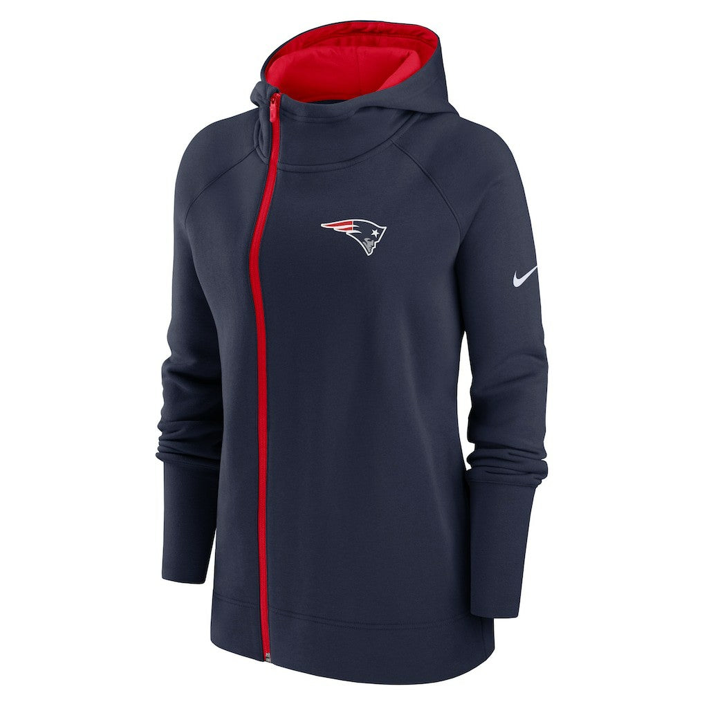 New England Patriots Nike Women's Asymmetrical Raglan Full-Zip Hoodie