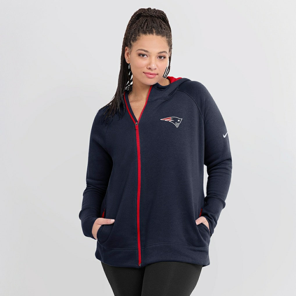 New England Patriots Nike Women's Asymmetrical Raglan Full-Zip Hoodie