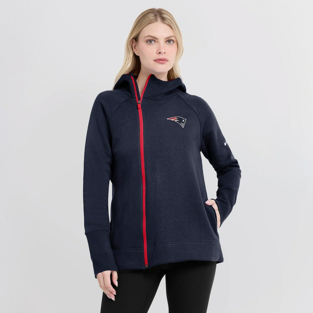 New England Patriots Nike Women's Asymmetrical Raglan Full-Zip Hoodie