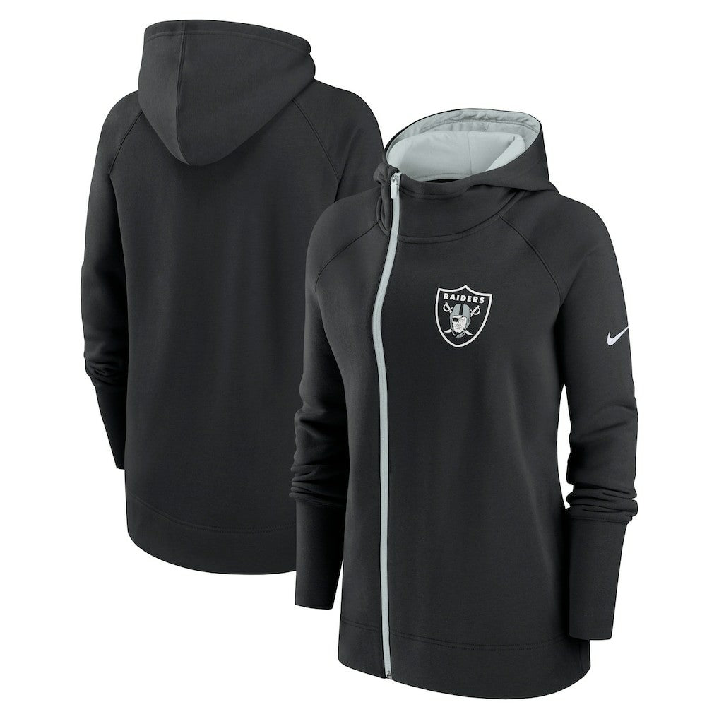 Las Vegas Raiders Nike Women's Asymmetrical Raglan Full-Zip Hoodie