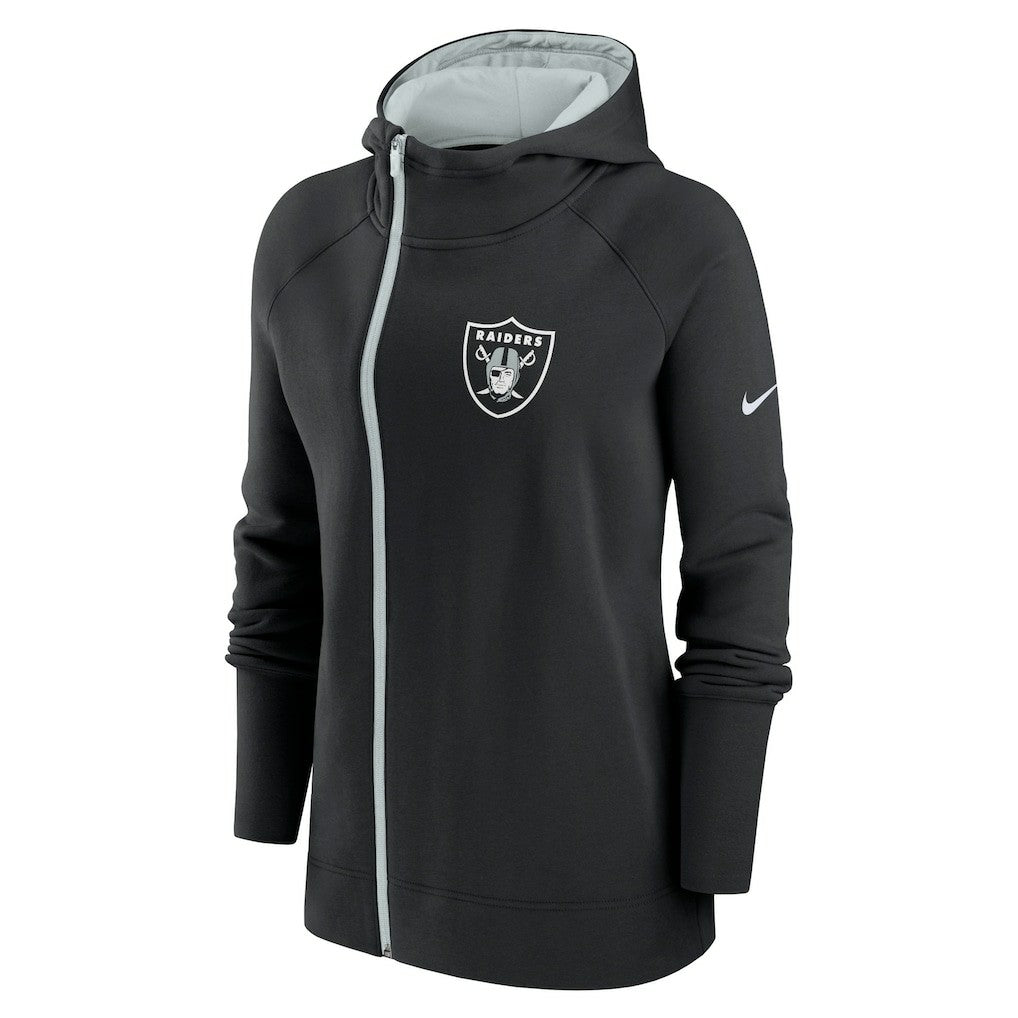 Las Vegas Raiders Nike Women's Asymmetrical Raglan Full-Zip Hoodie