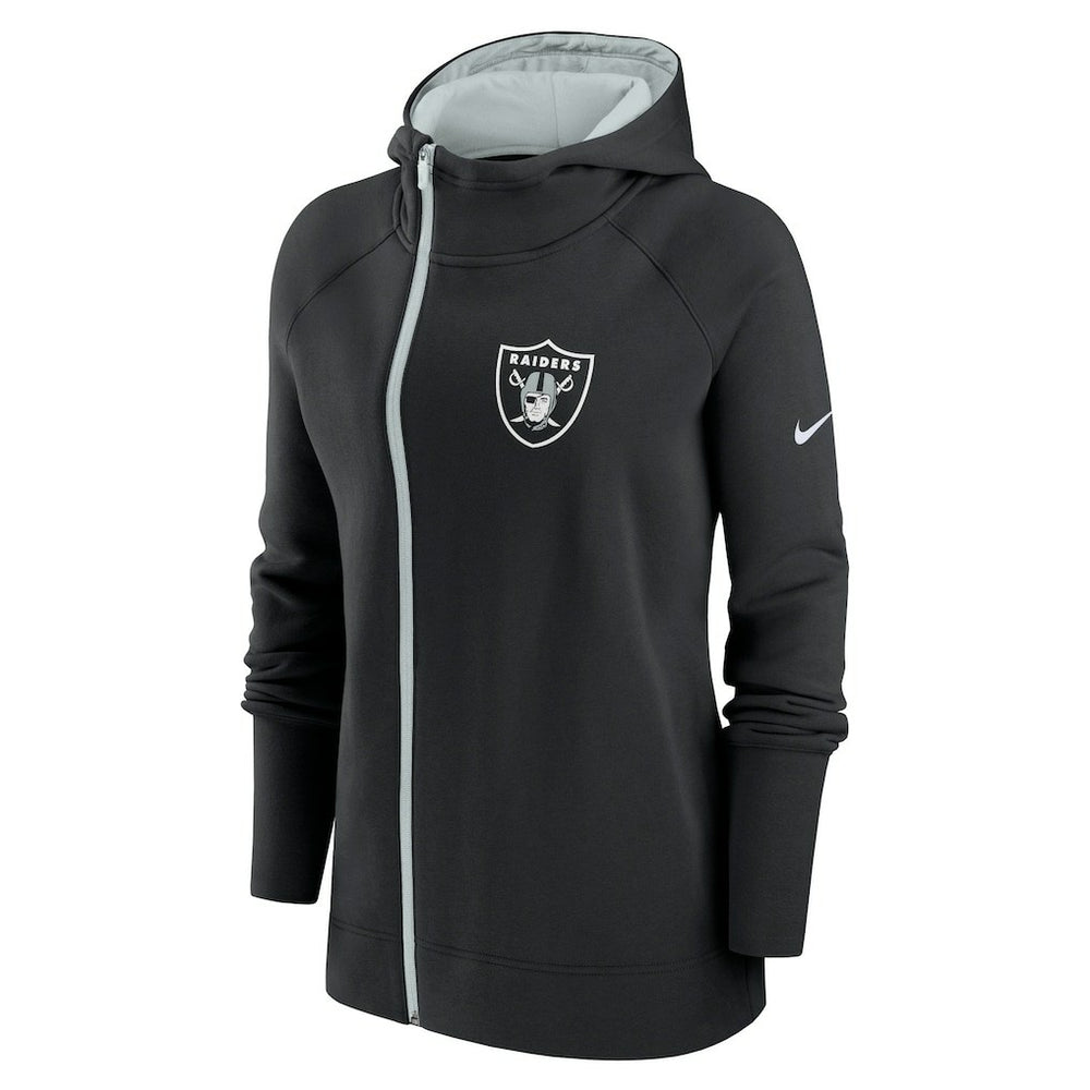 Las Vegas Raiders Nike Women's Asymmetrical Raglan Full-Zip Hoodie