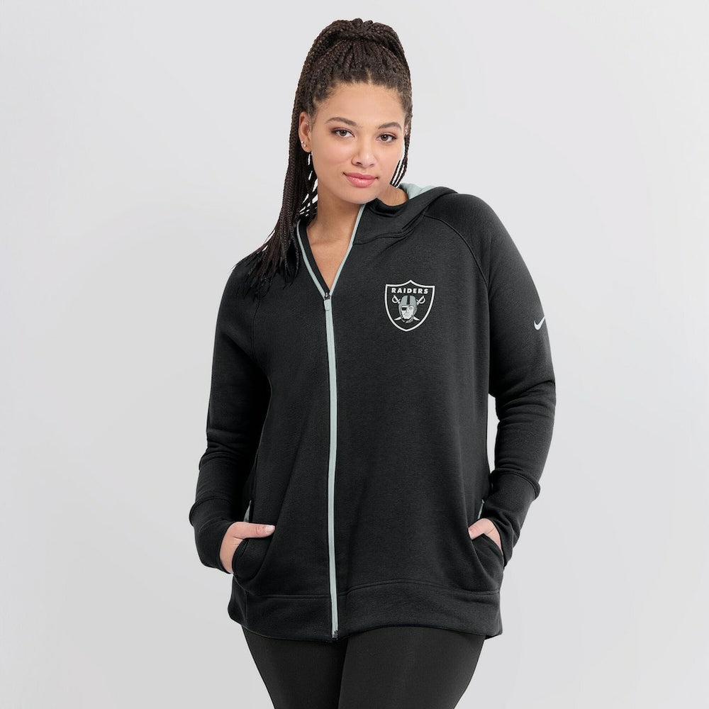 Las Vegas Raiders Nike Women's Asymmetrical Raglan Full-Zip Hoodie
