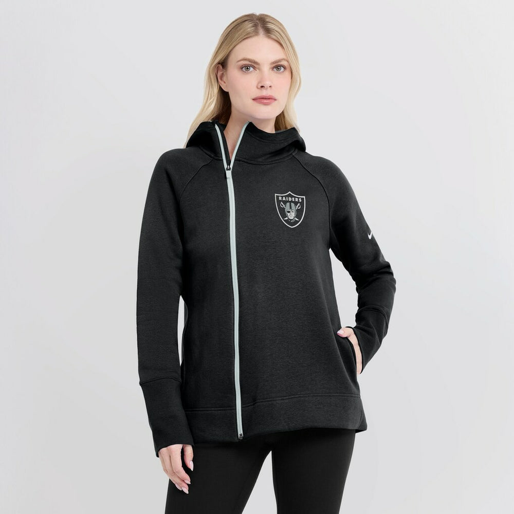 Las Vegas Raiders Nike Women's Asymmetrical Raglan Full-Zip Hoodie