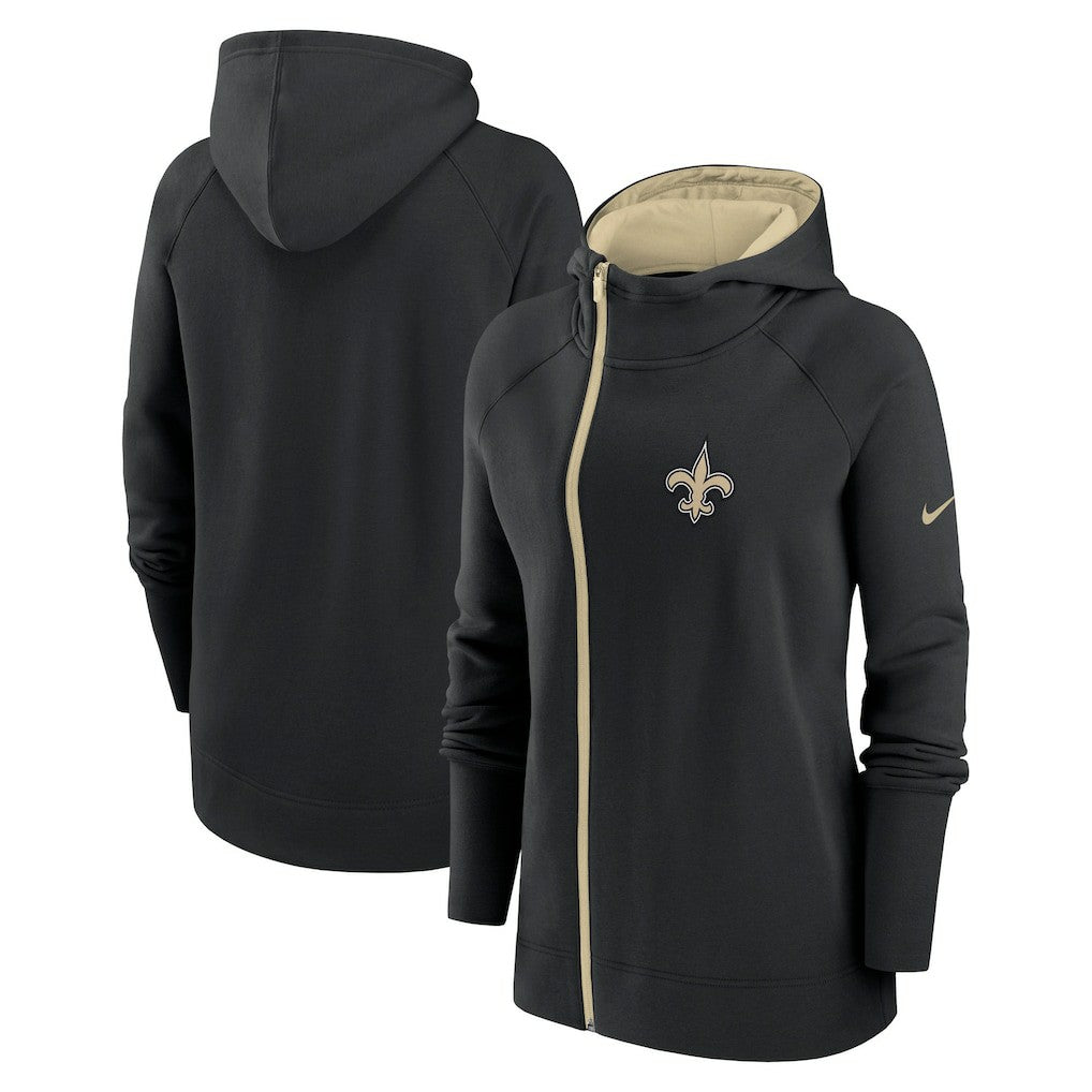 New Orleans Saints Nike Women's Asymmetrical Raglan Full-Zip Hoodie