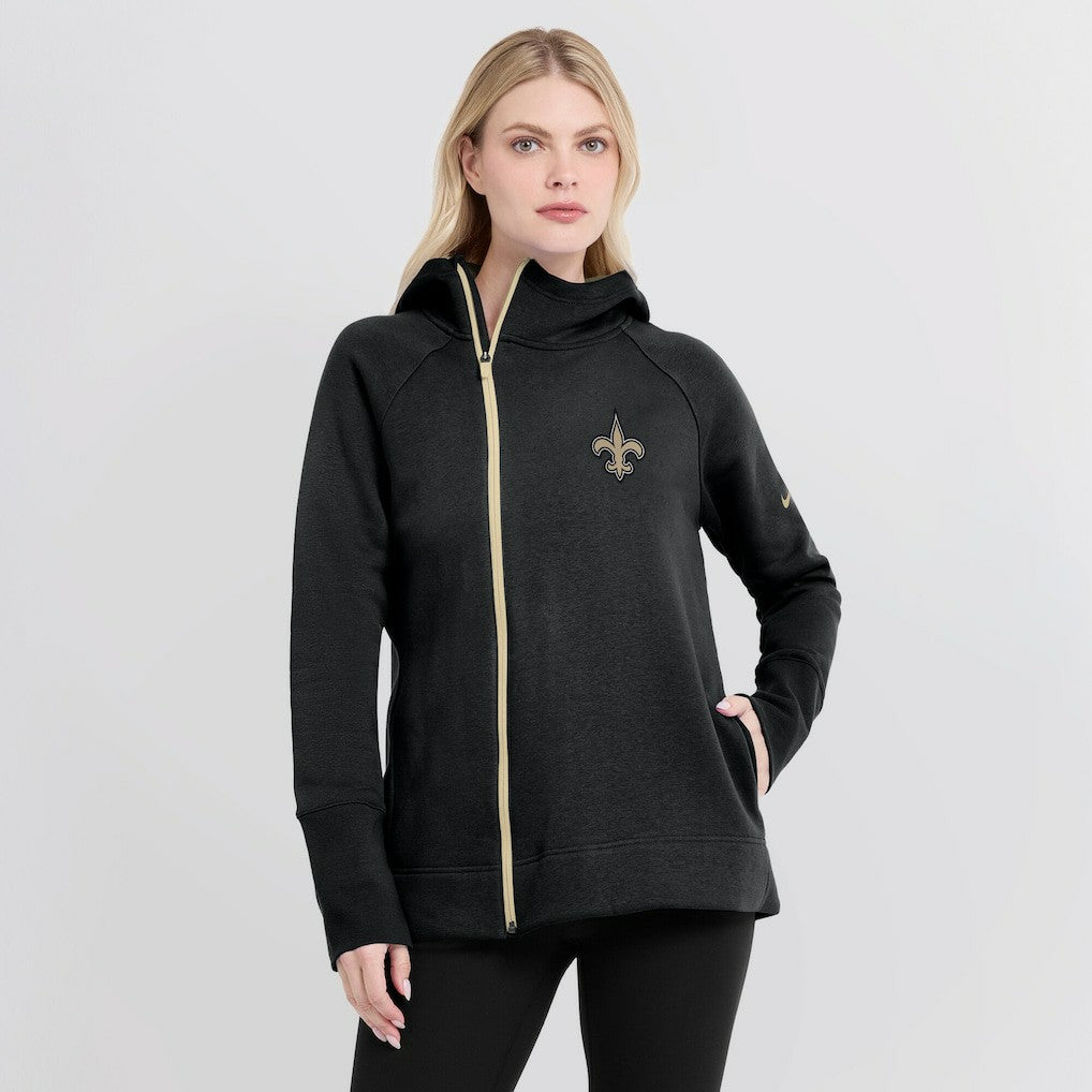 New Orleans Saints Nike Women's Asymmetrical Raglan Full-Zip Hoodie