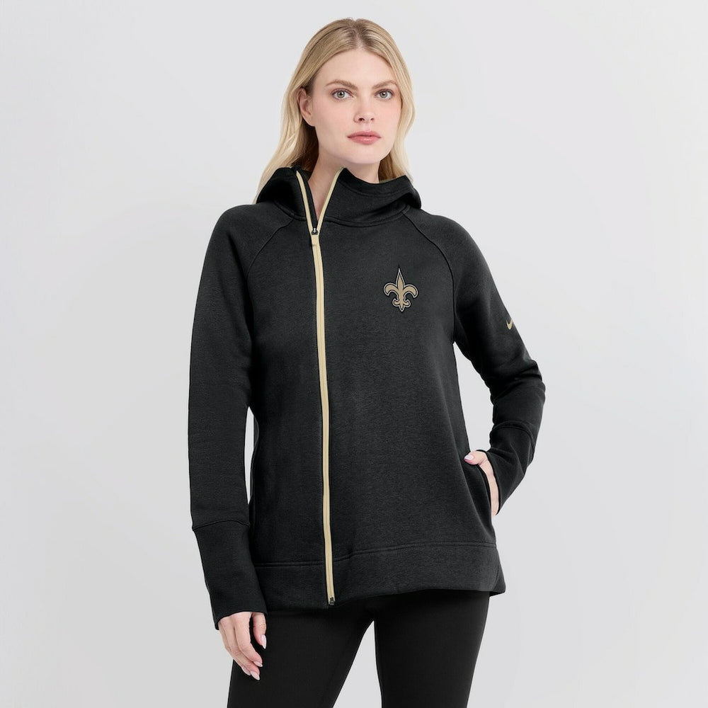 New Orleans Saints Nike Women's Asymmetrical Raglan Full-Zip Hoodie
