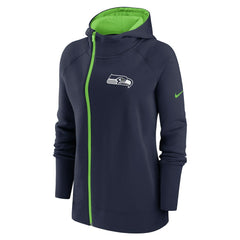Seattle Seahawks Nike Women's Asymmetrical Raglan Full-Zip Hoodie