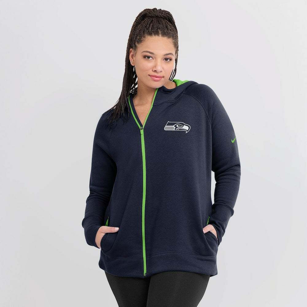 Seattle Seahawks Nike Women's Asymmetrical Raglan Full-Zip Hoodie