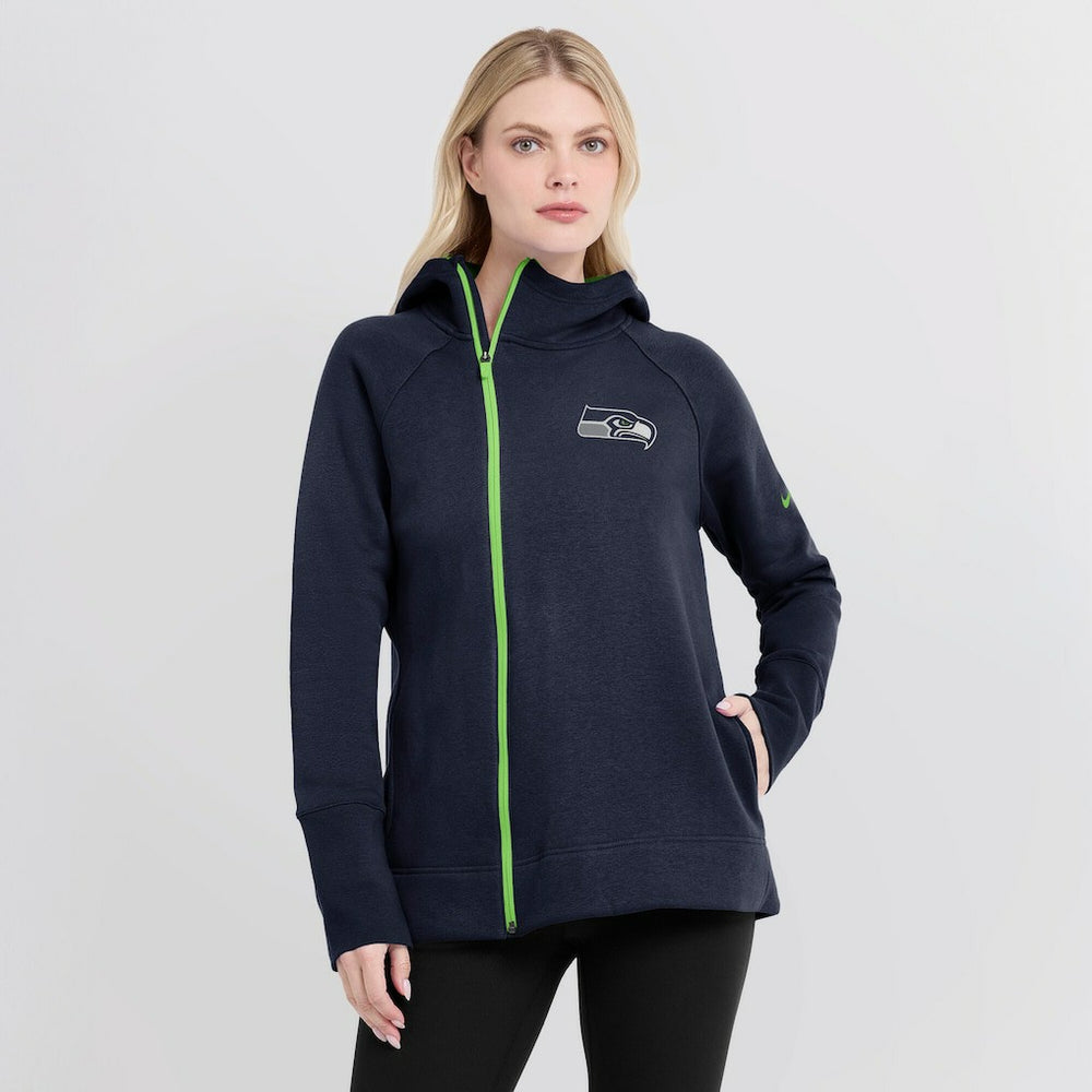 Seattle Seahawks Nike Women's Asymmetrical Raglan Full-Zip Hoodie