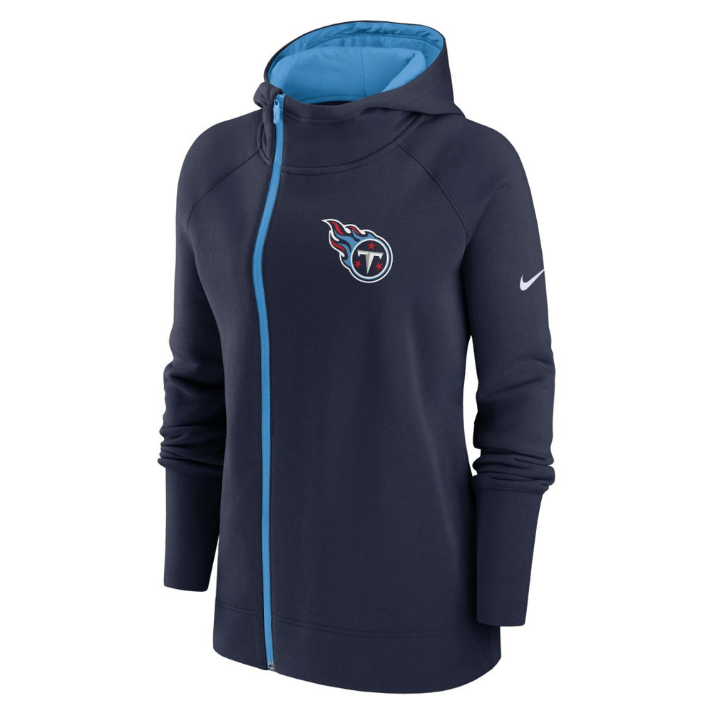 Tennessee Titans Nike Women's Asymmetrical Raglan Full-Zip Hoodie