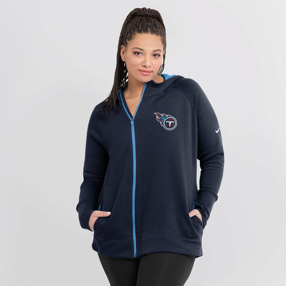 Tennessee Titans Nike Women's Asymmetrical Raglan Full-Zip Hoodie