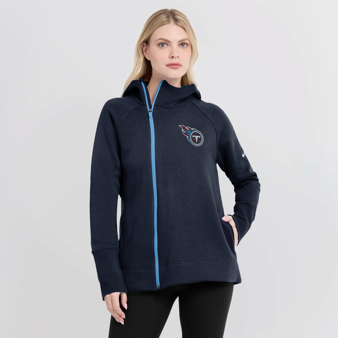 Tennessee Titans Nike Women's Asymmetrical Raglan Full-Zip Hoodie