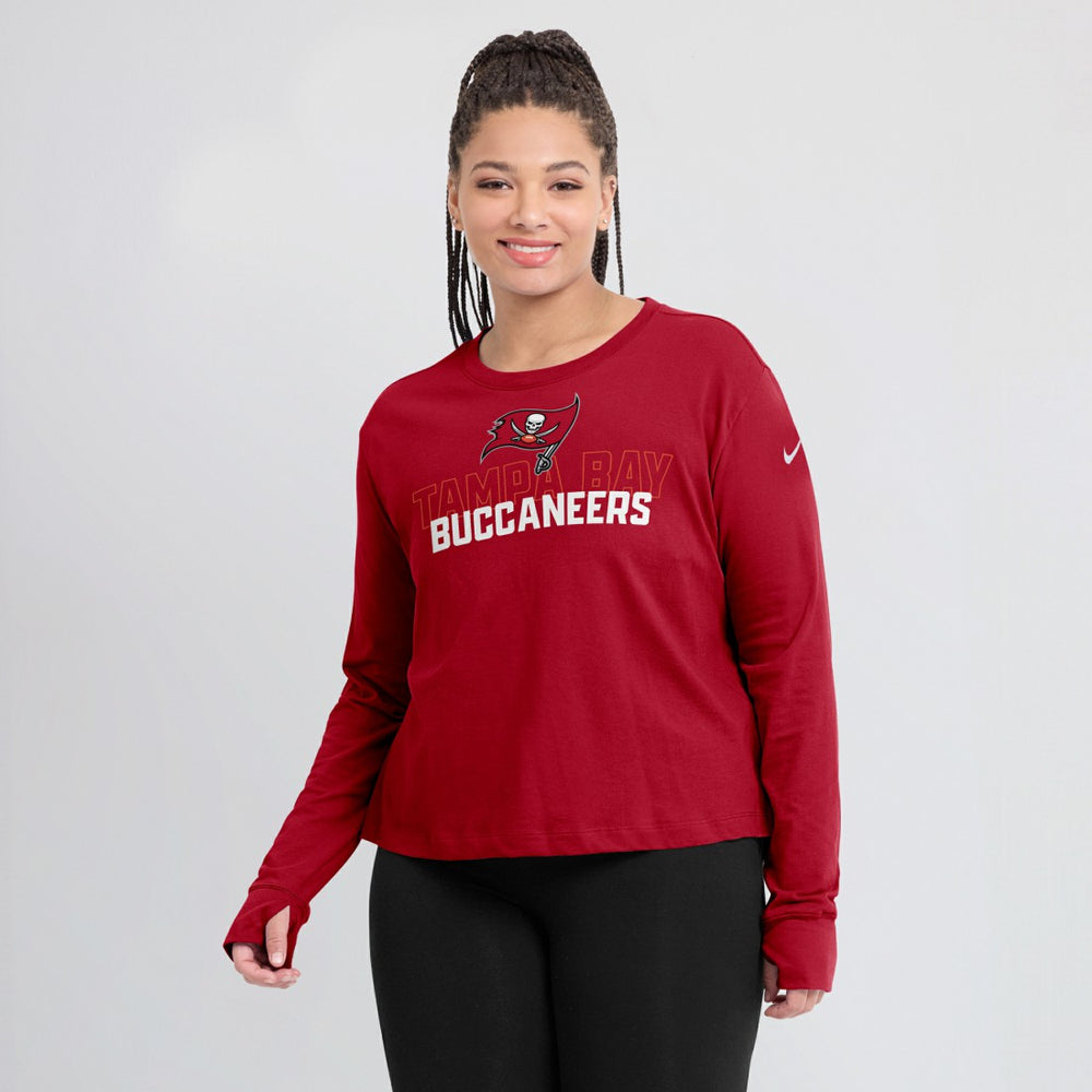 Tampa Bay Buccaneers Nike Women's Modest Crop Performance Long Sleeve T-Shirt