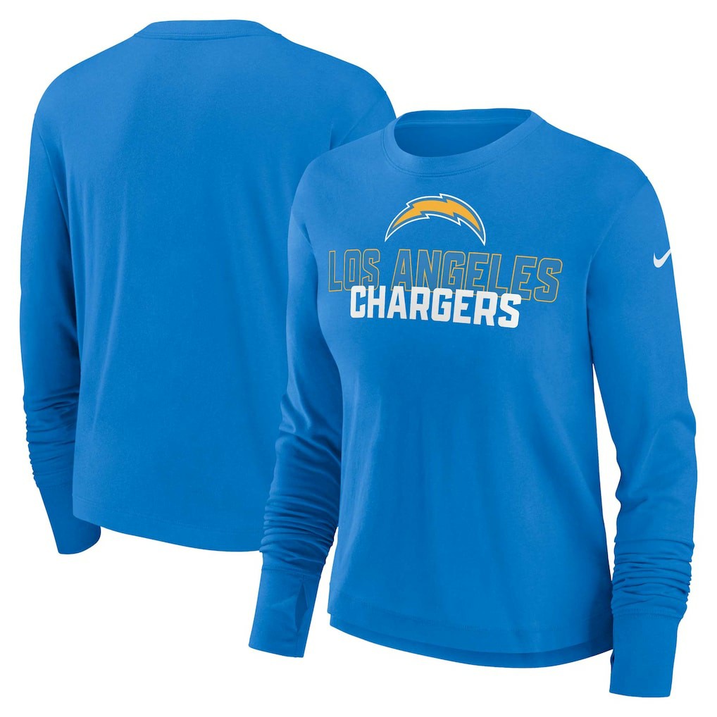 Los Angeles Chargers Nike Women's Modest Crop Performance Long Sleeve T-Shirt