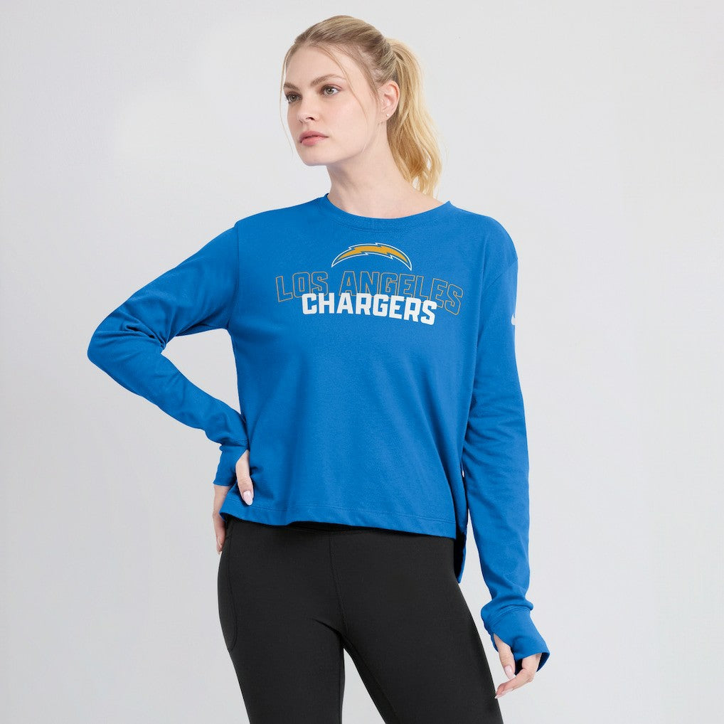 Los Angeles Chargers Nike Women's Modest Crop Performance Long Sleeve T-Shirt