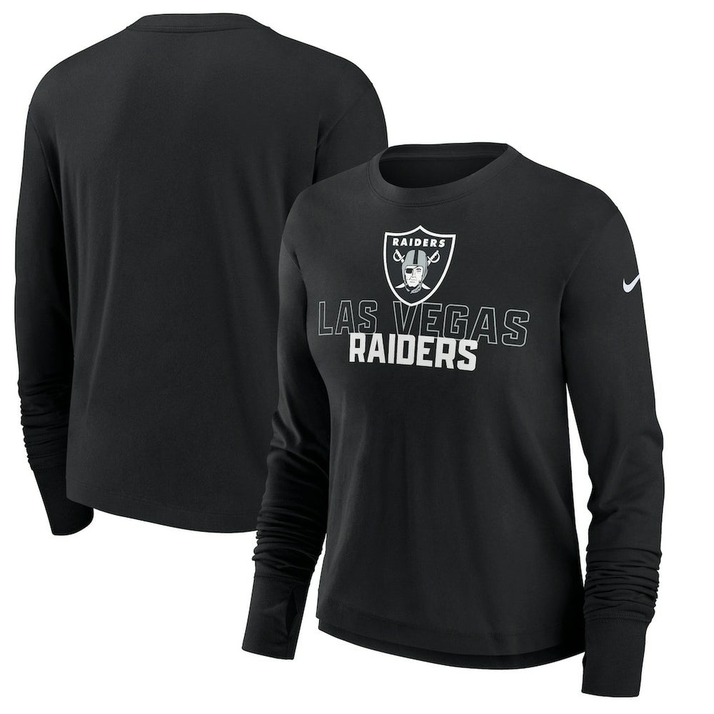 Las Vegas Raiders Nike Women's Modest Crop Performance Long Sleeve T-Shirt