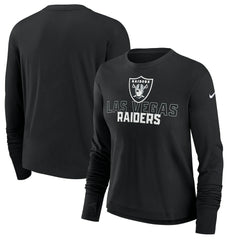 Las Vegas Raiders Nike Women's Modest Crop Performance Long Sleeve T-Shirt
