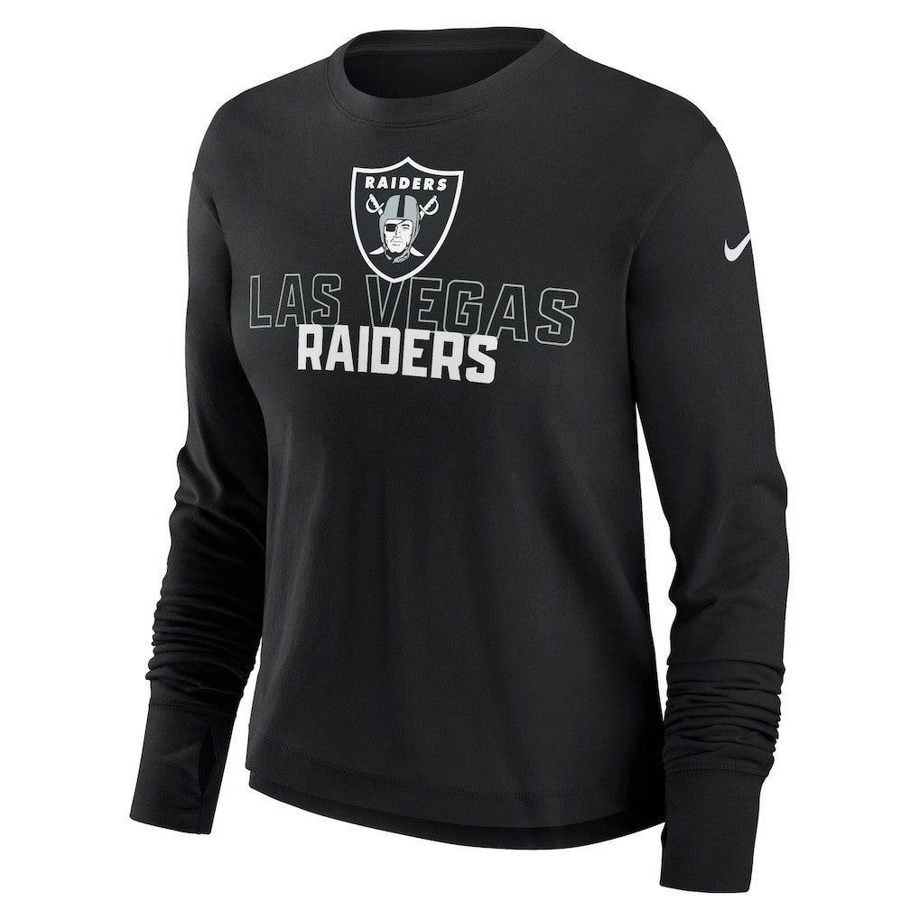 Las Vegas Raiders Nike Women's Modest Crop Performance Long Sleeve T-Shirt
