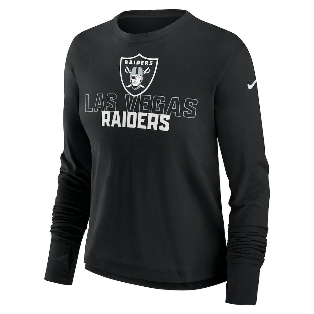 Las Vegas Raiders Nike Women's Modest Crop Performance Long Sleeve T-Shirt