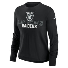 Las Vegas Raiders Nike Women's Modest Crop Performance Long Sleeve T-Shirt