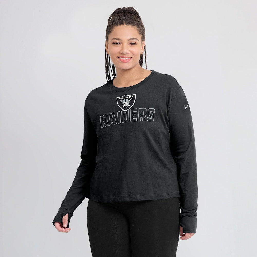 Las Vegas Raiders Nike Women's Modest Crop Performance Long Sleeve T-Shirt